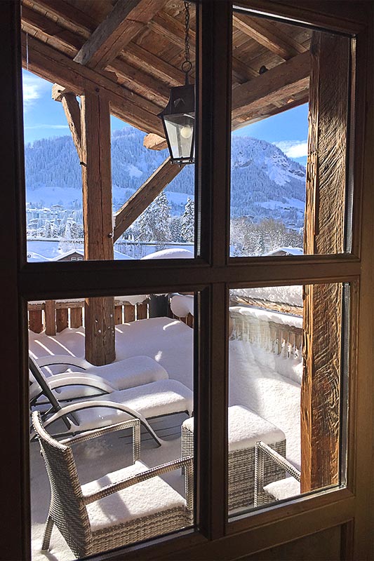 Balcon vue megeve enneigé